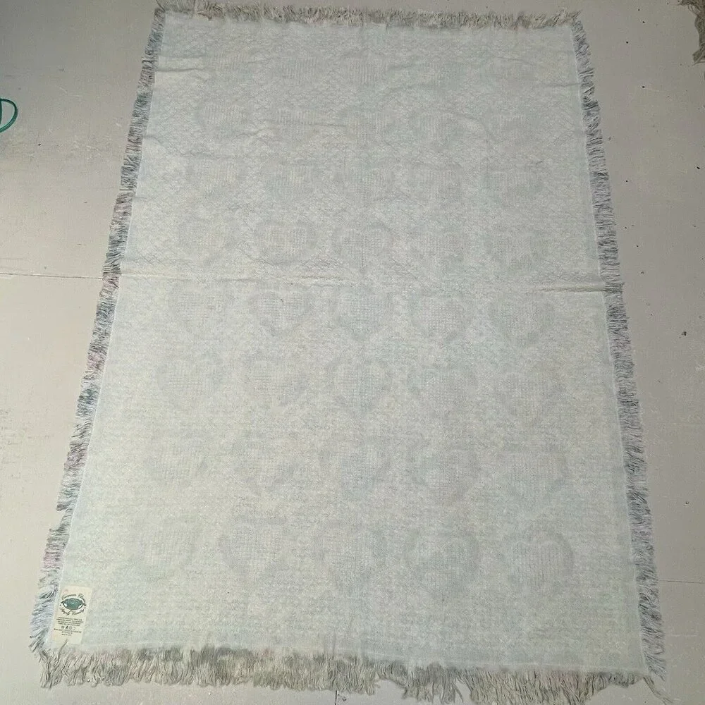 European Classics Simply Country Rose Throw Blanket Fringe Pink Flower Power Vtg
